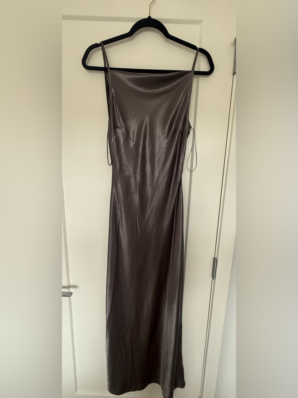 Gunmetal Satin Slip Dress
